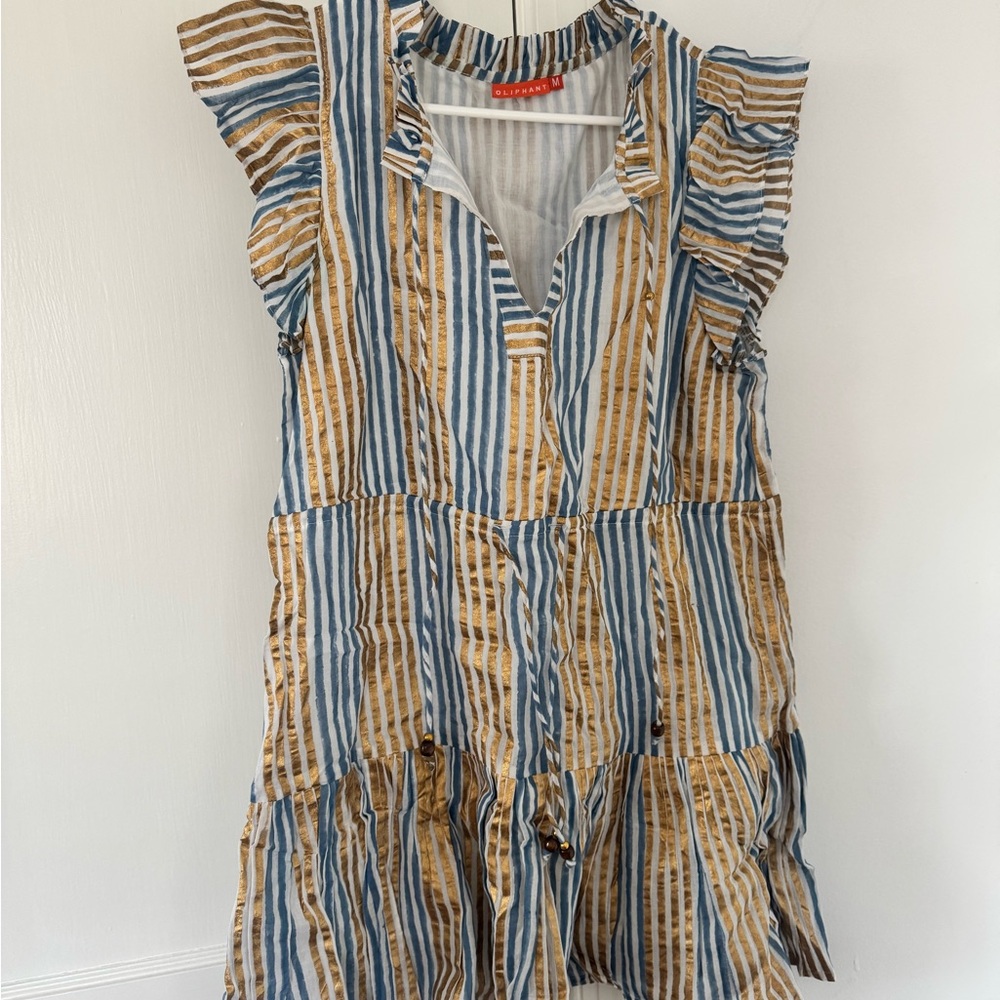 Oliphant M Striped Ruffle Sleeve Dress